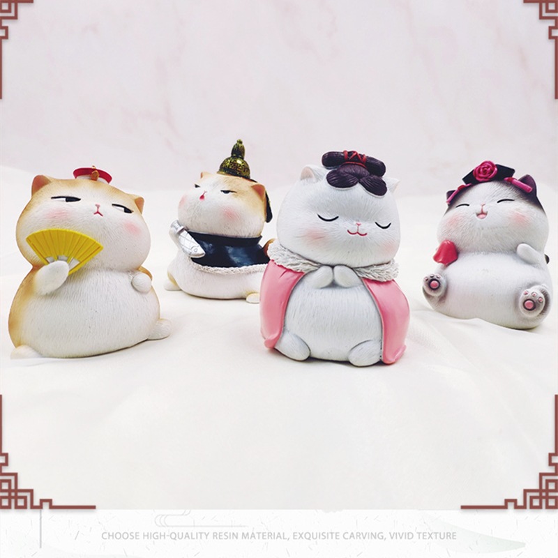 Chinese-Style Antique Palace Cat Figurine Resin Crafts Genuine Creative Home Decoration Holiday Gift Handmade