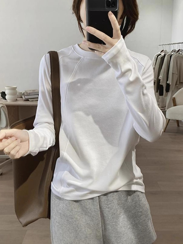 ヨーロッパデザインの女性用長袖Tシャツ2025春の新スタイルインナーレイヤリングシャツルーズスリミングトップ|undefined