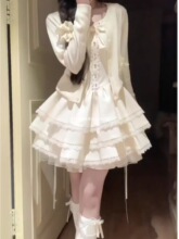 热嘉开春新款法式甜美氛围感超好看开衫外套蓬蓬连衣裙显瘦套装潮