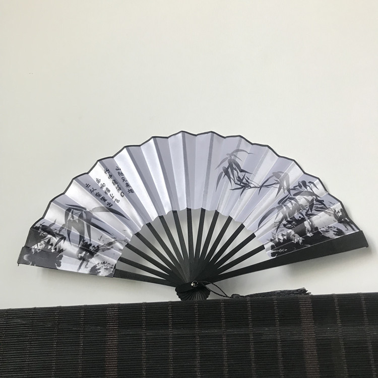 En stock Internet Celebrity fan hombres y mujeres retro estilo chino hanfu accesorios llevar 23cm satén plegable ventilador