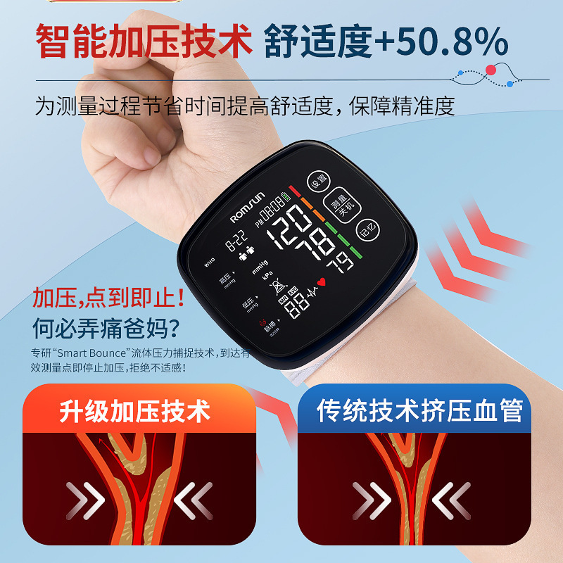新しい血圧モニター充電式血圧モニター家庭用調節可能な自動リストバンド音声ブロードキャスト|undefined