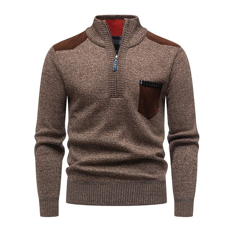Suéter otoño e invierno nuevo suéter con media cremallera para hombre suéter casual grueso casual suéter transfronterizo para hombre