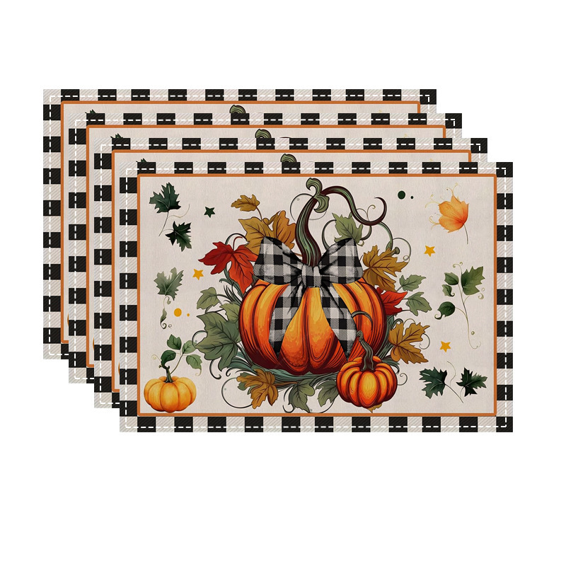 ハロウィーン要素パターンプリントテーブルマットお化け祭り雰囲気テーブルドレスリネンテーブルマット食器断熱マット|undefined