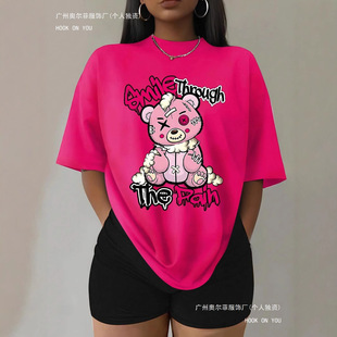 Puppet Bear Cartoon Printing Women T Shirts Two Piece Set Fa