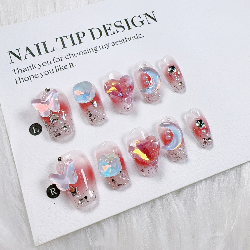 Acrylic Butterfly Pearl Broken Silver Wearable Nails Unique Jewelry Water Ice Moon Heavy Industry Manicure Finished Product Purely Handmade Acrylic Butterfly Pearl Broken Silver Wearable Nails Unique Jewelry Water Ice Moon Heavy Industry Manicure Finished Product Purely Handmade