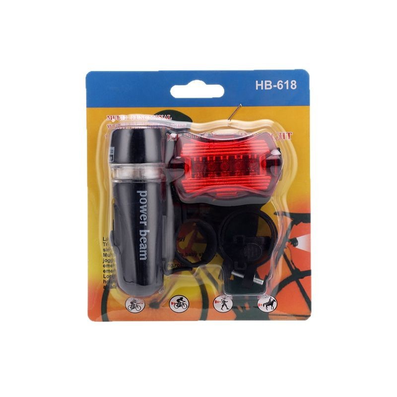 Luz de bicicleta transfronteriza bicicleta delantera y trasera Luz de bicicleta delantera y trasera luz delantera 5LED luz delantera negro más mariposa luz trasera Luz