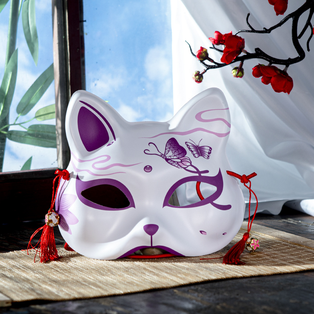 Nueva boutique y viento media cara COs encaje gato cara máscara y viento pintado a mano zorro máscara de Navidad image 4