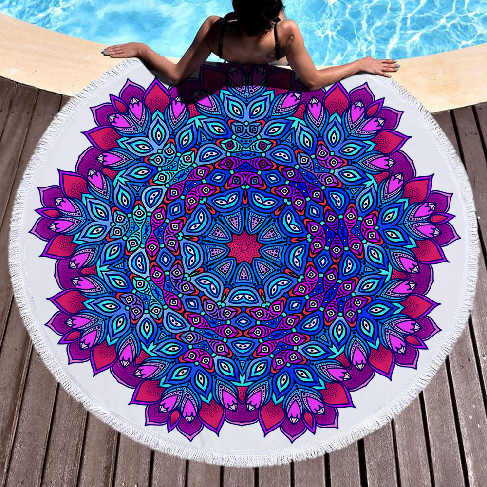 Nuevo estilo redondo Mandala estampado toalla de playa toalla de baño de microfibra cojín de patrón mandala