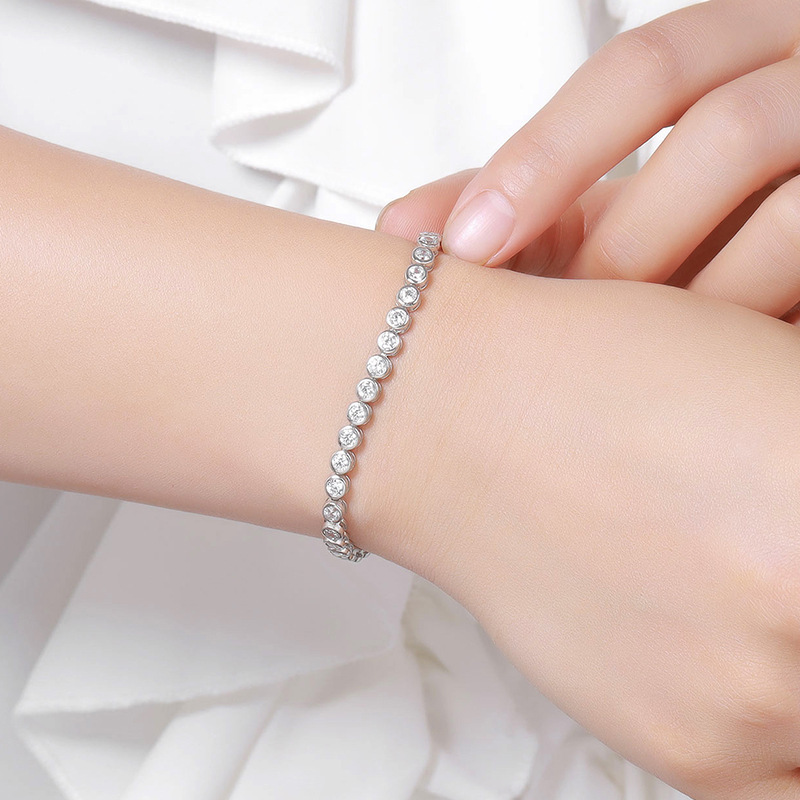 3mm 10-Point Bubble Moissanite Bracelet for Women, Pure Silver, Niche Design, Simple and Elegant, Full Diamond, Cross-Border Jewelry 3mm 10-Point Bubble Moissanite Bracelet for Women, Pure Silver, Niche Design, Simple and Elegant, Full Diamond, Cross-Border Jewelry