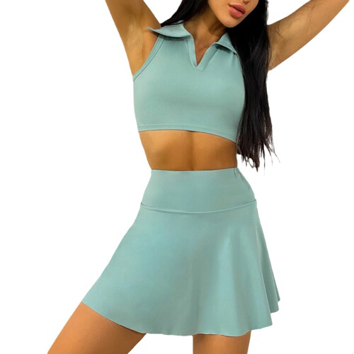 Breathable European and American slim sports skirt fake two-piece culottes running fitness tennis anti-exposure yoga skirt