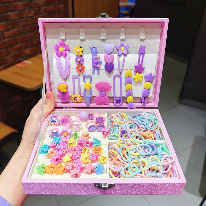 Caja de regalo para niños Jewelry Set linda niña pequeña regalo de cumpleaños princesa cabello cabello cuerda caja de joyería de alta gama
