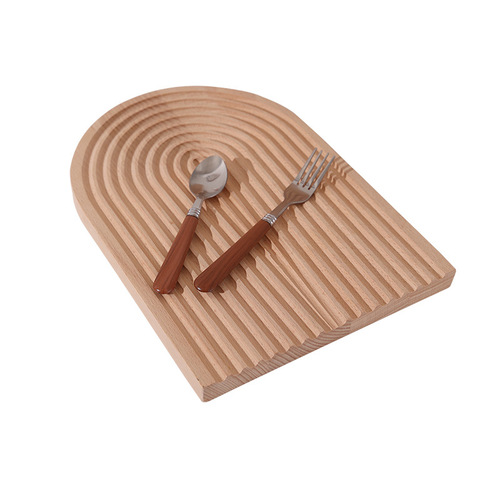 Water Wave Real Wood Serving Tray Home Wooden Bread Board Beech Wood Aroma Storage Display Plate Afternoon Tea Plate Dinner Plate