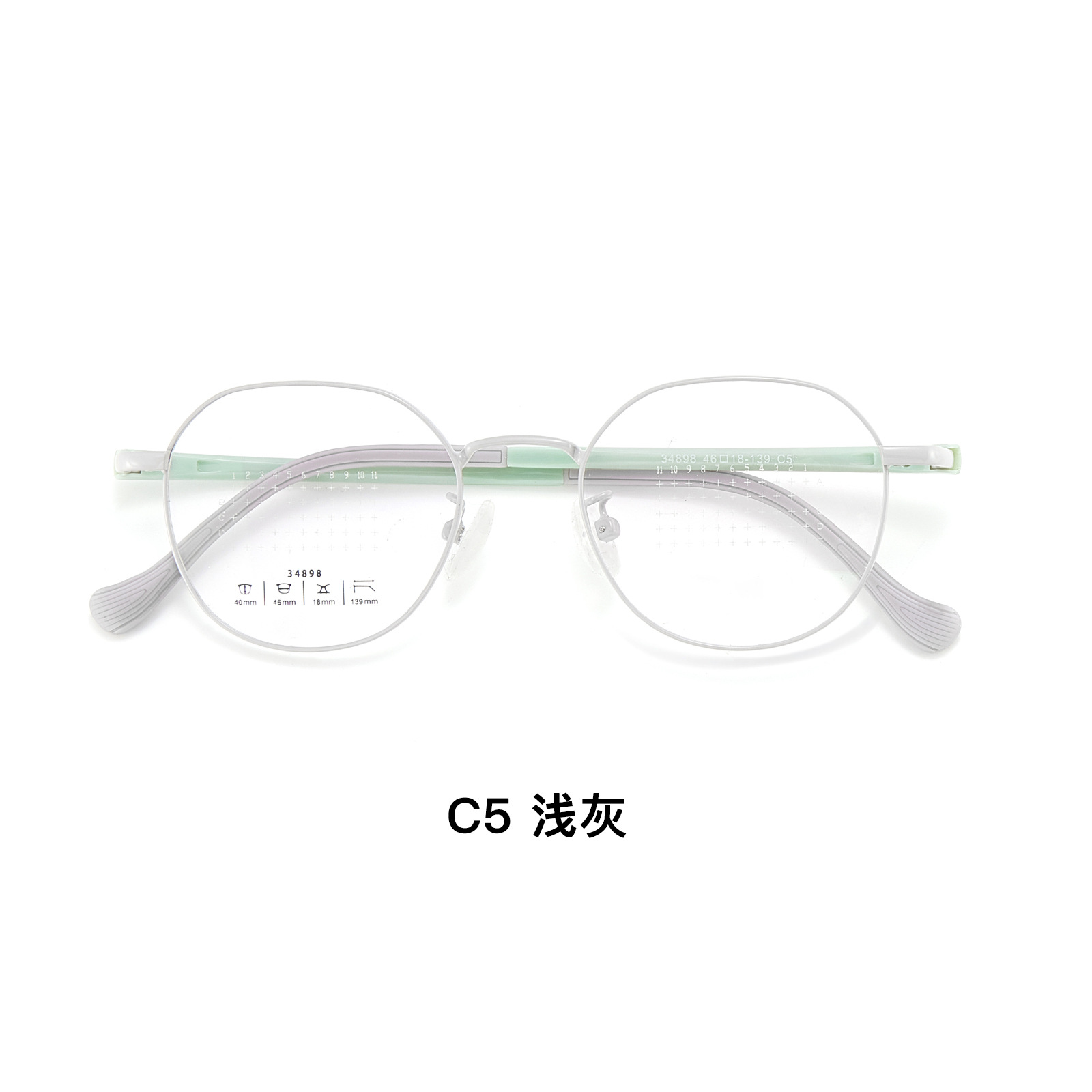 Estudiante especial de protección de ojos cómodos retrógrado marco de gafas metálicas bicolor gafas de goma de goma de seguridad anti-caída puede equiparse con miopía al por mayor