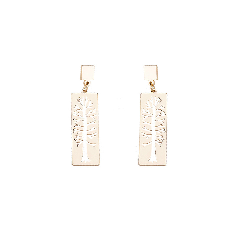 Rectangular Hollow Tree Fashion Earrings Wholesale Jewelry Nihaojewelry display picture 10