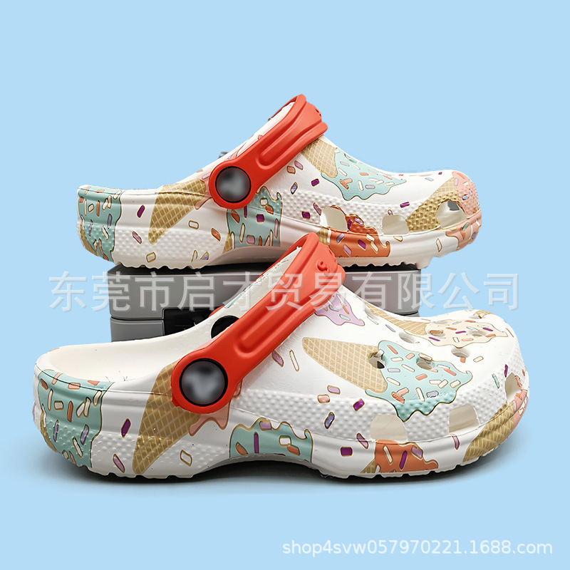 cross新款卡通联名萌露比立体鞋花 儿童防滑洞洞鞋潮流凉鞋|undefined