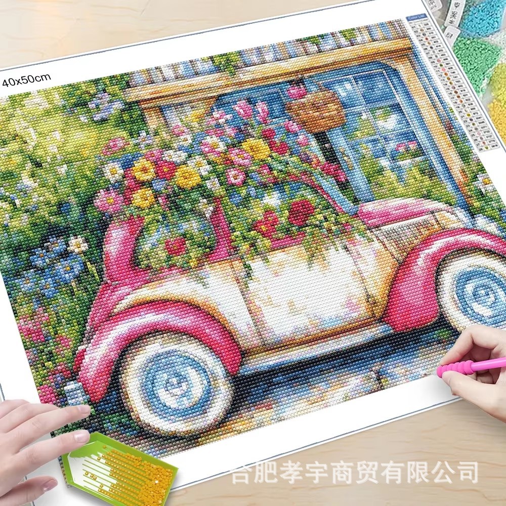 Diamante 5D dibujo de paisaje lleno de diamante cómic cabina bordado de diamantes diy redondo bordado de diamantes dibujo de diamantes a mano decoración para el hogar
