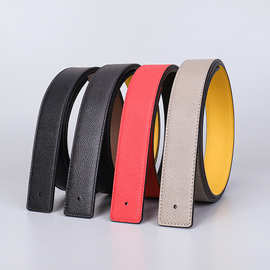 厂家现货休闲百搭双G扣皮带男头层牛皮腰带平滑扣无头腰带青年