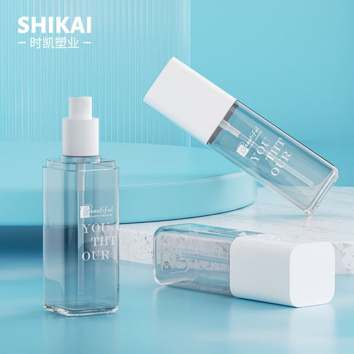New 100/120ml Square Card Cover Pump Spray Bottle with PET Plastic Refill Bottle for Travel