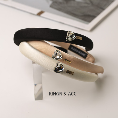 Korean style rhinestone love high headband, simple temperament hairband with thin edges, sweet, elegant and versatile high-end hair accessory