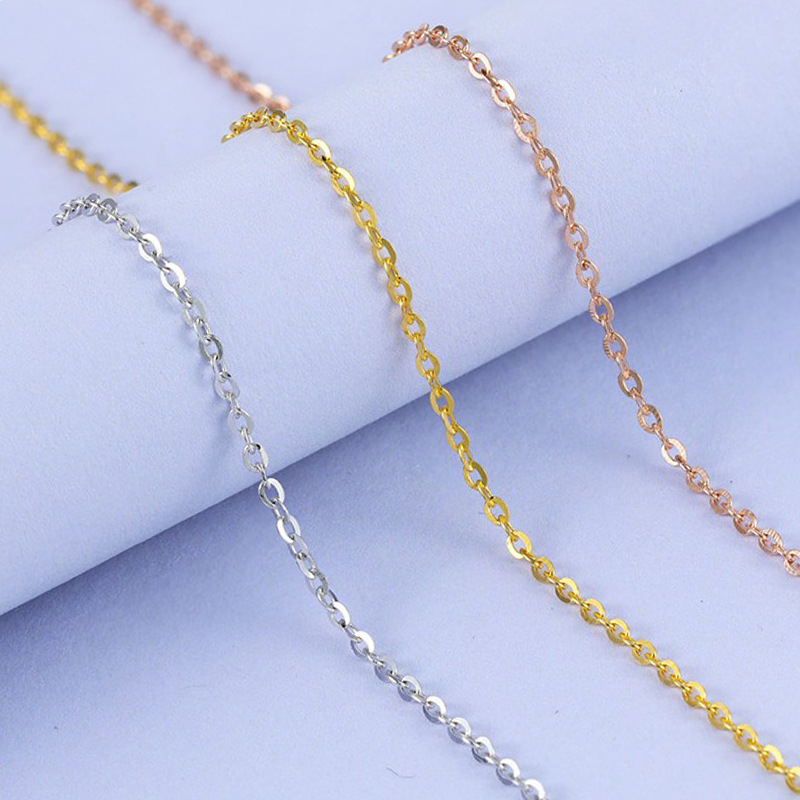 Live supply sterling silver S925 cross chain clavicle chain plated platinum 18K gold flash O calendered silver necklace