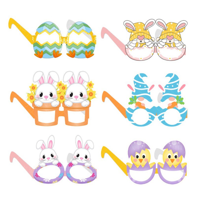 Transfronterizo Nuevo Festival de Pascua fiesta gafas decorativas conejo divertido foto apoyos colorido huevo gafas de papel