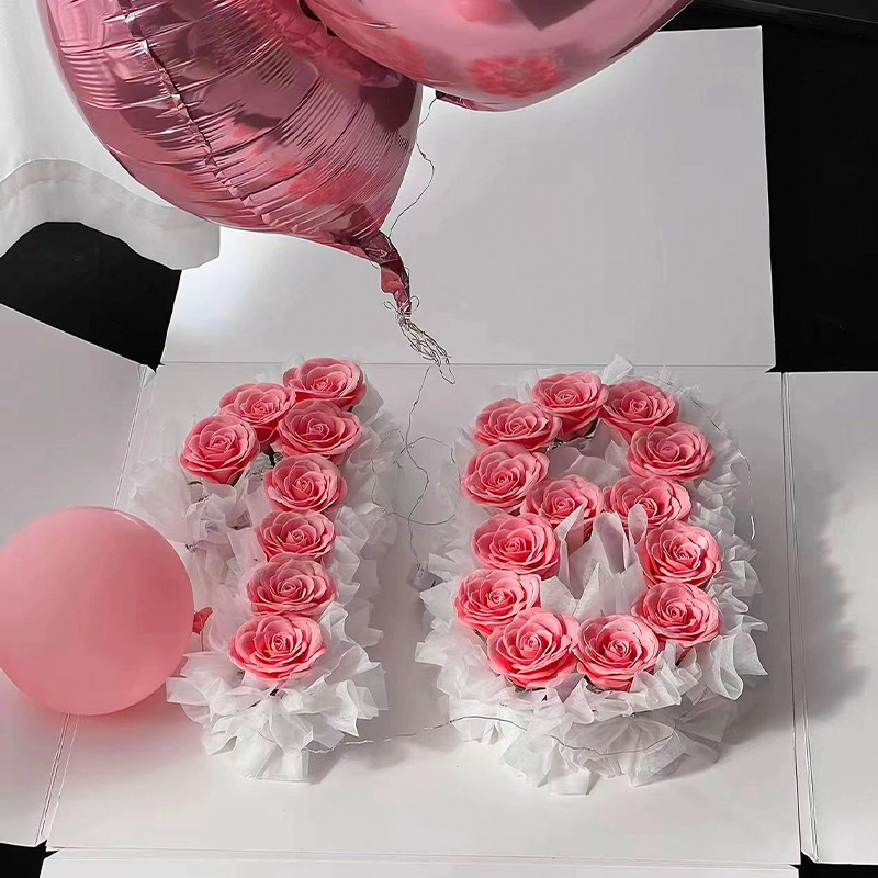 0-9結婚祝いのお祝いアイデアサプライズデジタル花泥誕生日プレゼント花箱異形花泥模型花屋資材|undefined