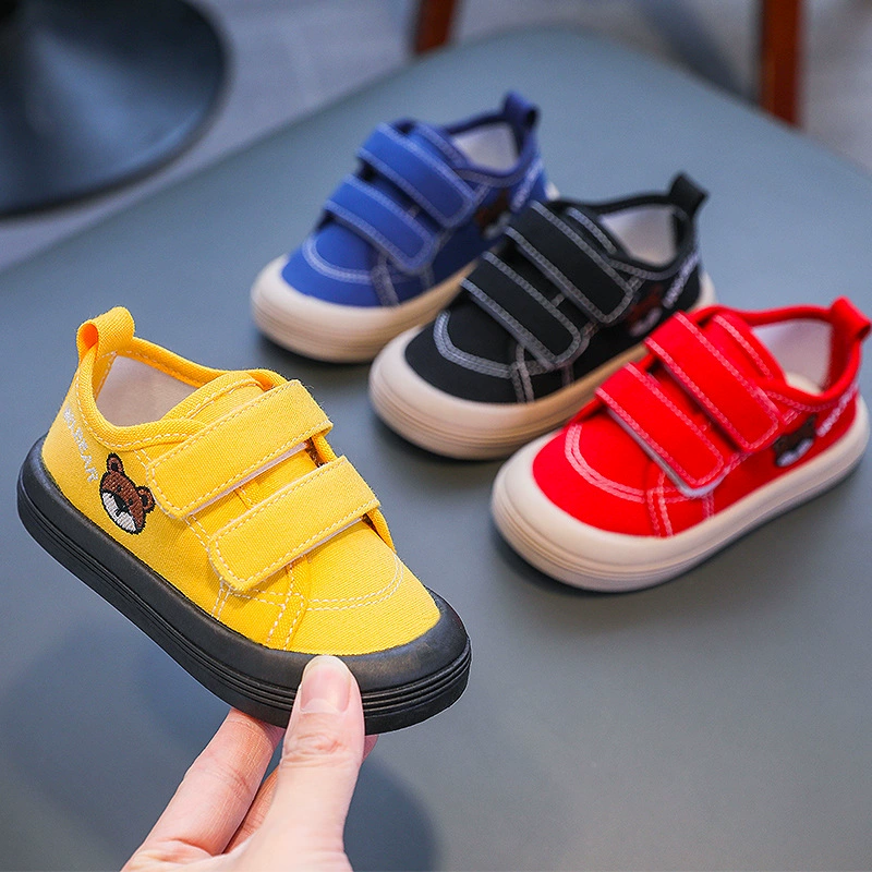 Children's shoes, cloth footwear, sneakers with velcro for early age indoor, wholesale, soft sole