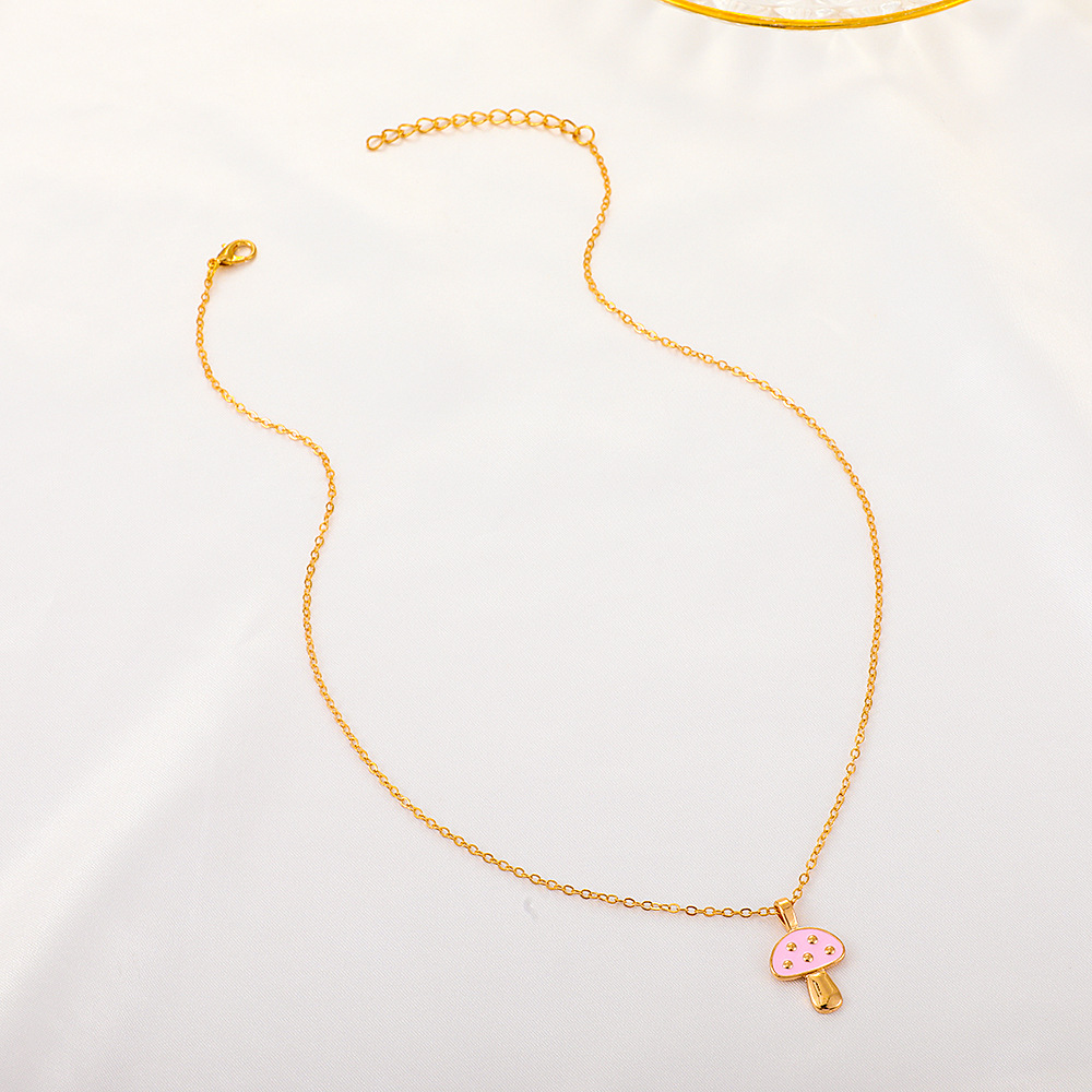 alloy dripping oil color mushroom fashion necklace wholesale Nihaojewelry