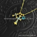Square Sugar - Gold with Light Blue Diamonds
