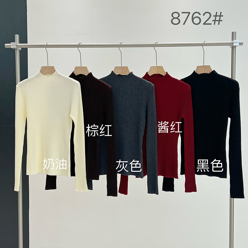 Thirteen Lines Women's Wear Autumn High-end Wearing Wool Blended Sweater Long-sleeved Half-high Collar Autumn and Winter Base Shirt for Women