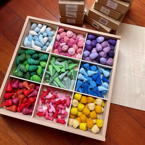 Cross-border ins style cute building blocks educational assembly toys Montessori teaching aids early education thinking training wooden