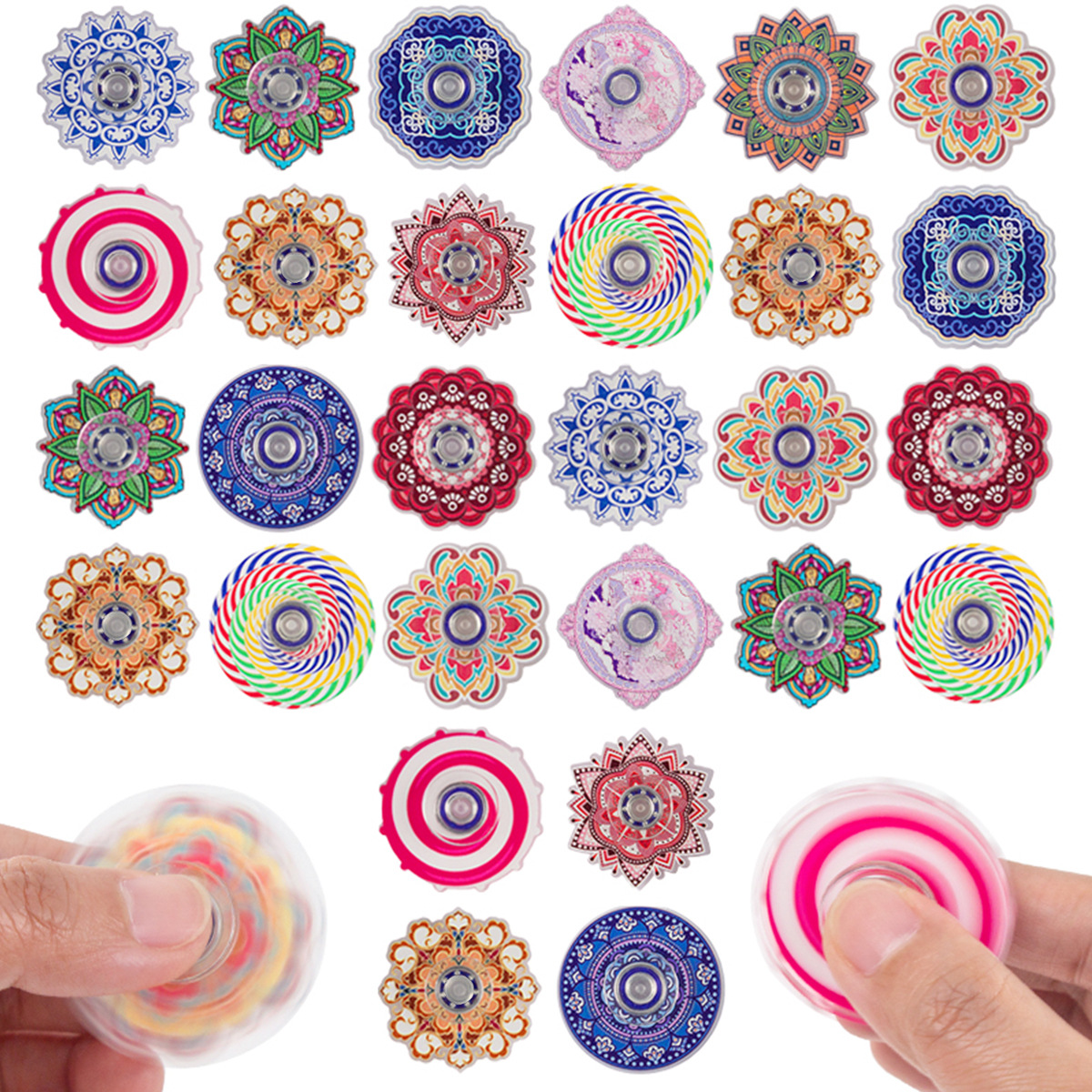 Cross-Border Creative Mandala Graffiti Retro Style Fingertip Spinner Colorful Small Spinner Decompression Toy Small Gift Wholesale