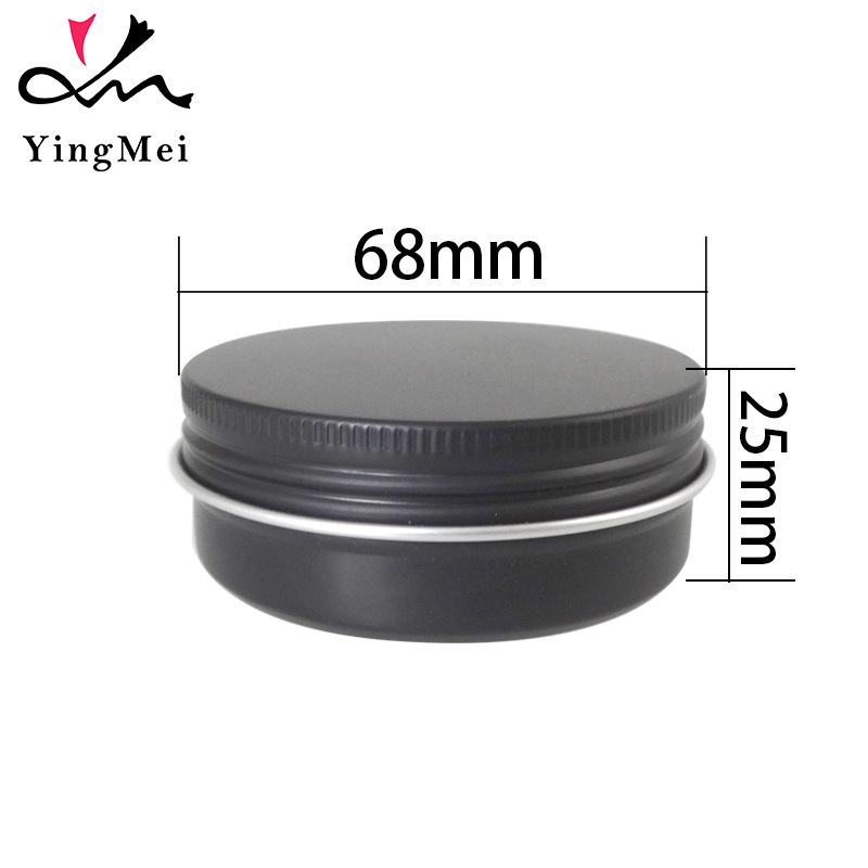 铝盒厂家直供60ml单面哑黑圆形螺纹面霜膏霜发蜡鞋油香皂密封包装
