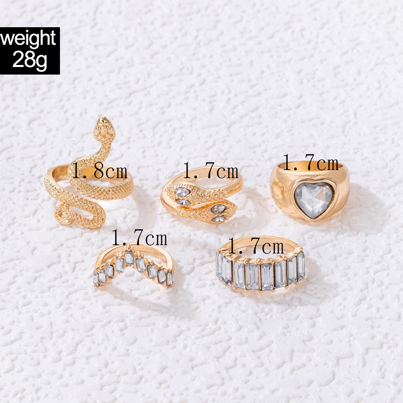 Fashion Snake Alloy Plating Rhinestones Unisex Rings 1 Piece
