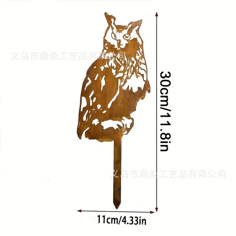 跨境新款金属生锈剪影复古做旧铁艺花园庭院树桩围栏地插装饰品|undefined