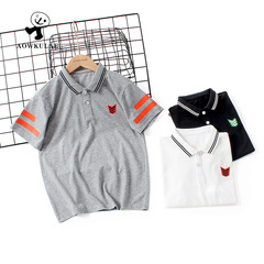 Summer Children's New Men's Collared Short Sleeve for Middle and Big Kids Embroidered Pure Cotton Top Children's POLO Short Sleeve T-Shirt