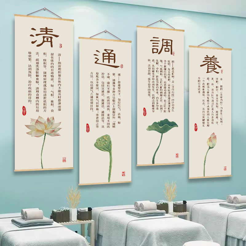 Traditional Chinese Medicine Health Center Hanging Cloth Physiotherapy Shop Four Seasons Health Culture Promotional Poster Beauty Salon Wall Layout Decorative Painting