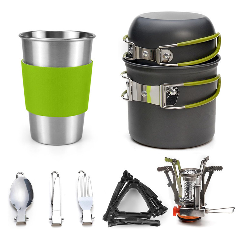 Ds101 Outdoor Cookware Camping Pot Hiking Backpack Guest Tableware Set Portable Pot Set Outdoor Supplies