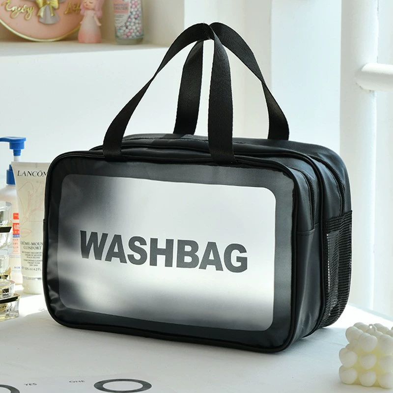 Matte high quality cosmetic bag PVC, handheld set for traveling, capacious organizer bag, 3 piece set