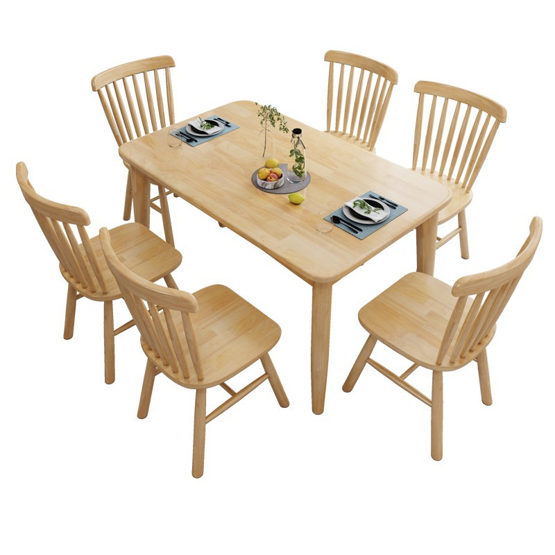 Mesa de comedor de madera sólida nórdica simple, pequeña mesa de comedor de madera sólida doméstica, mesa de comedor japonesa, mesa rectangular combinada