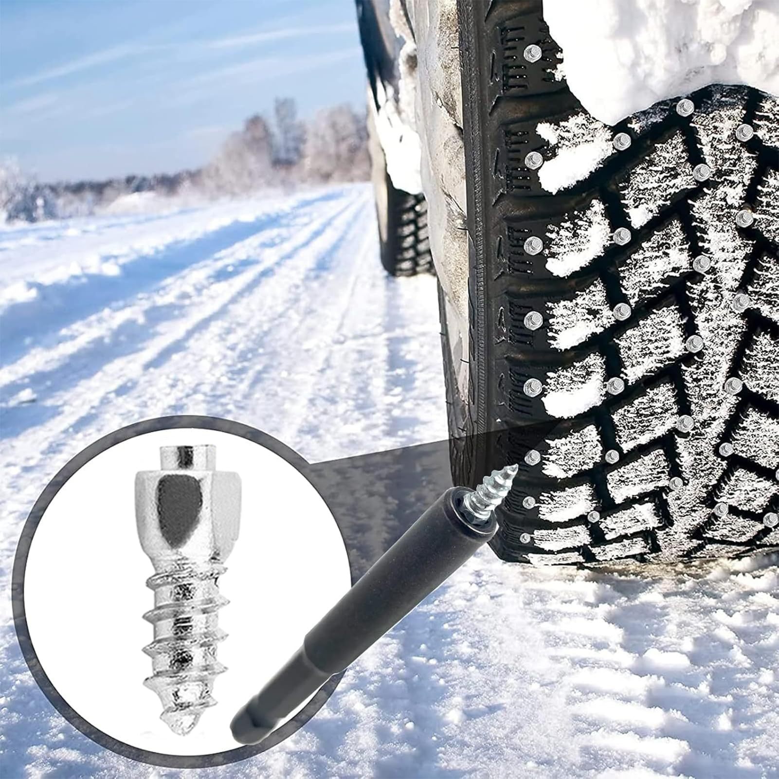 Winter Snow Anti-Skid Spikes Off-Road Tires Solid Tires for Off-Road Scooters, Mountain Bikes and Motorcycles, Wear-Resistant