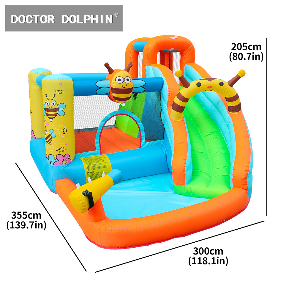 Castillo inflable Doctor Dolphin, parque infantil para niños, tobogán inflable para el hogar, pistola de agua, trampolín inflable pequeño para juegos acuáticos en interiores y exteriores