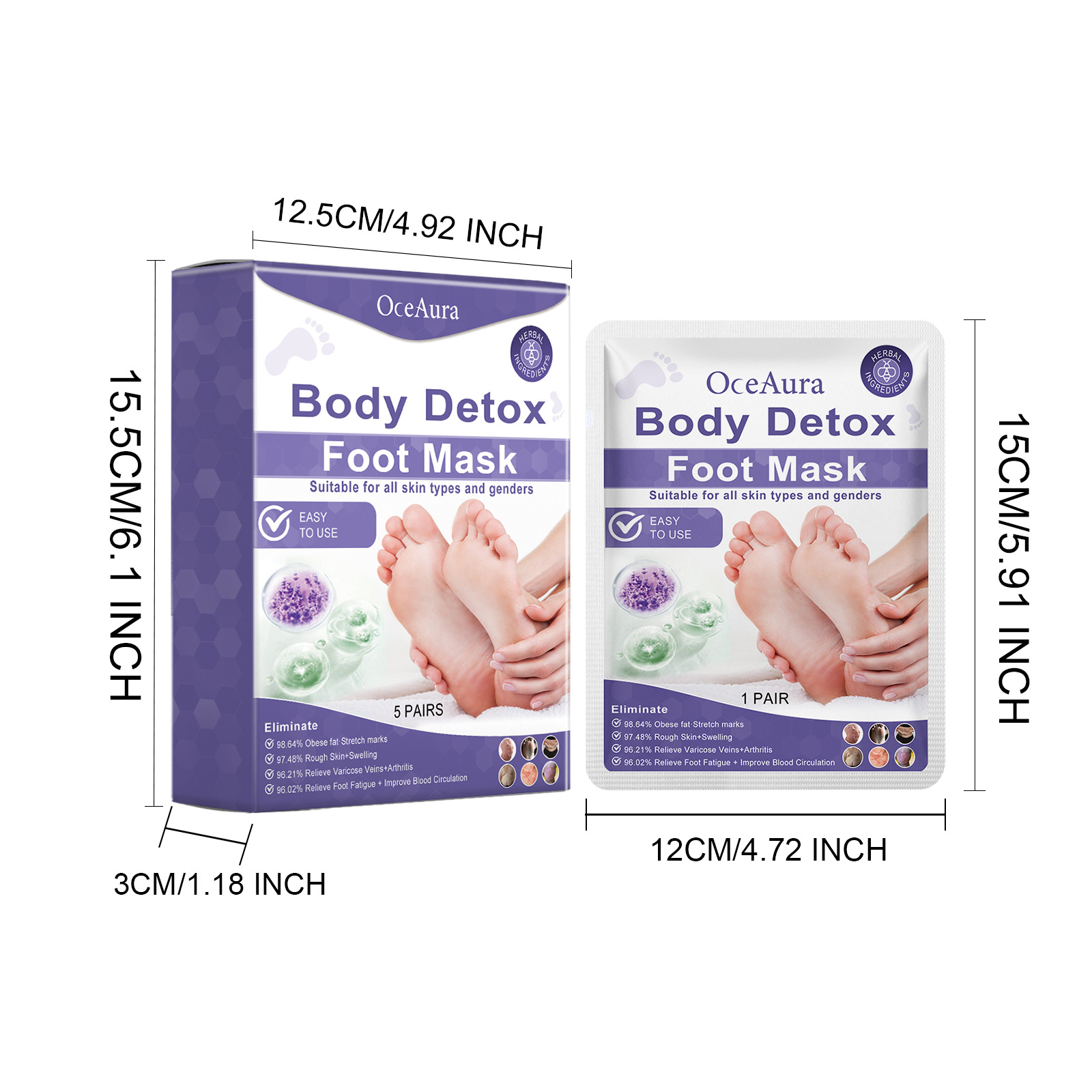 OCEAURA Fußmaskenbox, lindert Fußbeschwerden, reinigt sanft, verbessert die angenehme Figur, strafft und befeuchtet die Haut_voghion.com