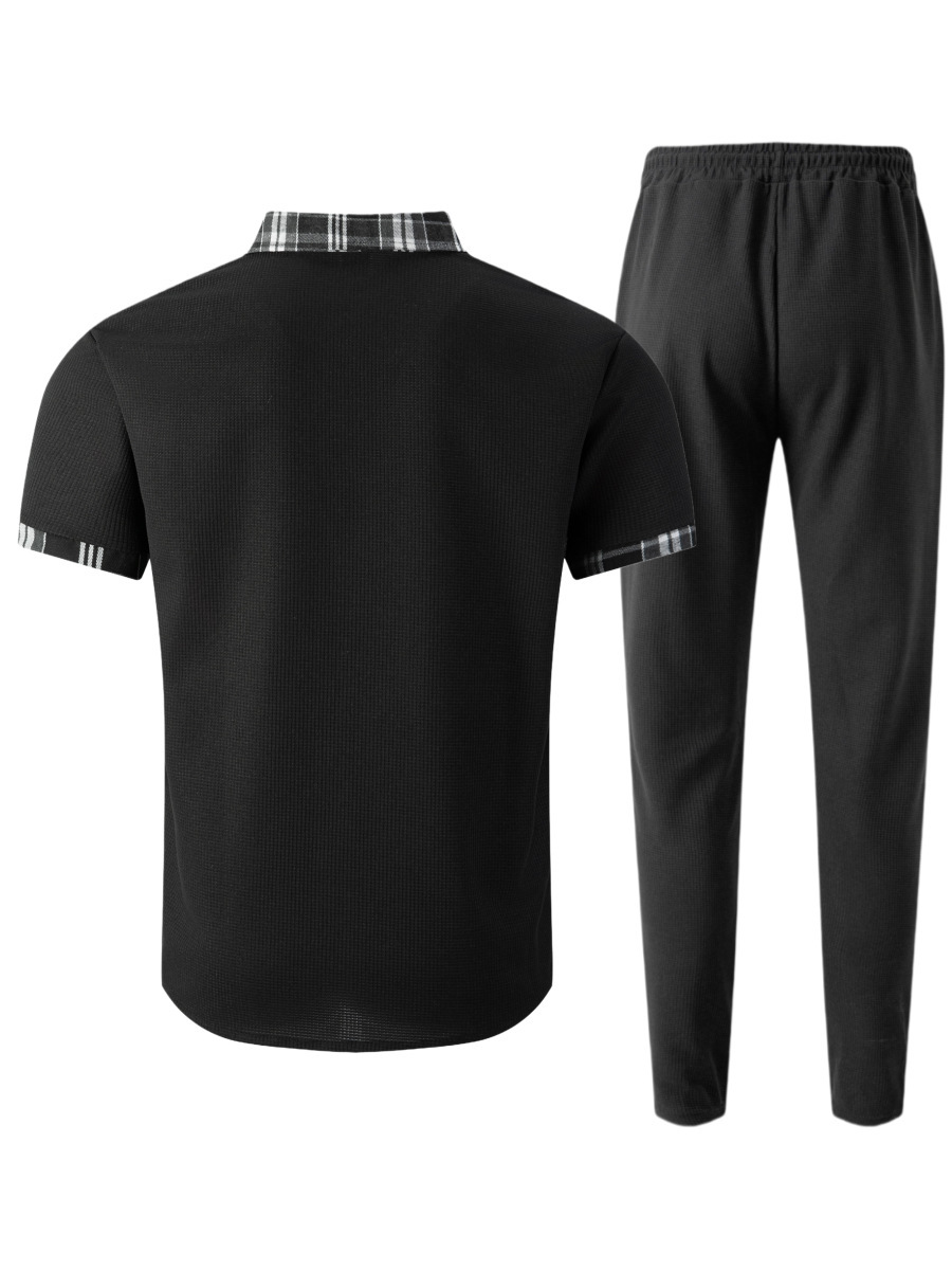 Completo uomo camicia e pantaloni in tessuto nido d'ape_voghion.com