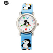 儿童手表可爱企鹅卡通手表学生石英手表创意3D男童女童手表石英表