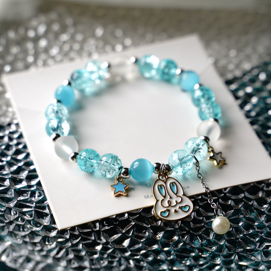 thumbnail image 1 of El nuevo temperamento literario y artístico tocador miel pop flor cristal pulsera minoría femenina japonesa y coreana gatito pulsera transfronteriza joyería conejo uno, 1 of 2