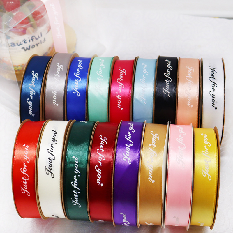 맞춤형 2.5CM 영어 축복 리본 인쇄 폴리 에스테르 벨트 꽃 번들 포장 신발 모자 넥타이 번들 선물 상자 리본