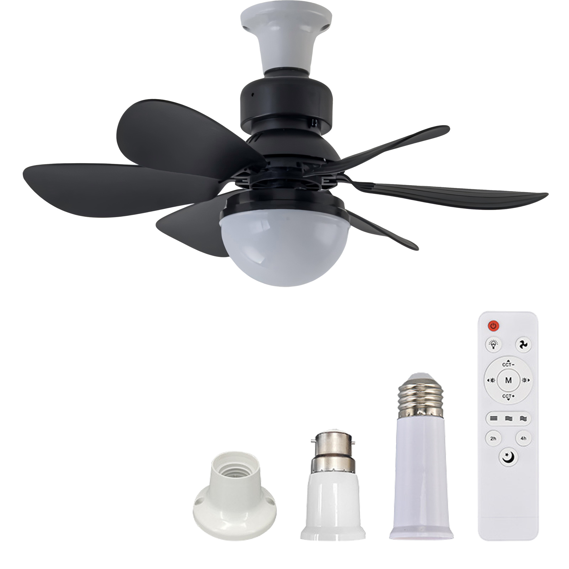 Ventilador de Techo con Luz E27 de ABS Silencioso para Comedor y Dormitorio