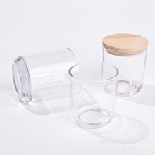 140ml 4oz 玻璃蜡烛杯罐 带竹盖自用玻璃香薰杯瓶罐