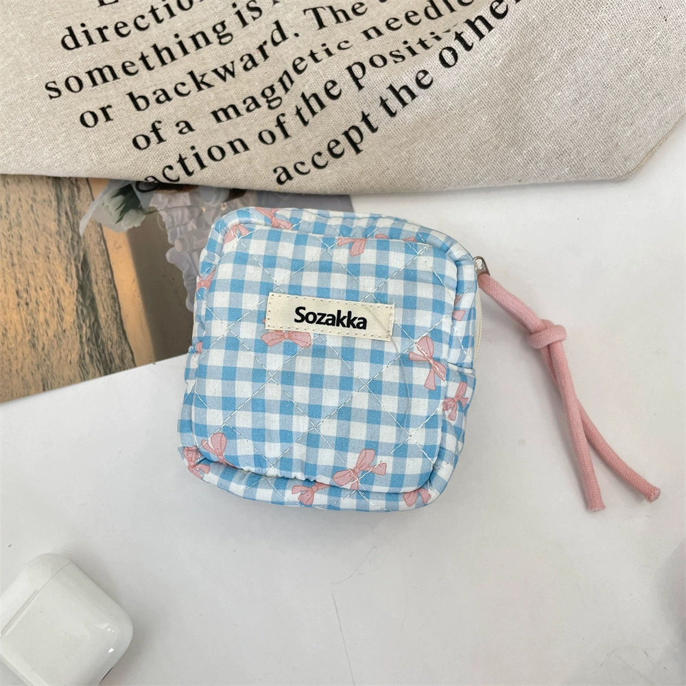 Стеганый маленький кошелек/косметичка/ключница (Sozakka) — компактный 9.5×5×9.5 см